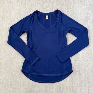 Lucy Activewear Long Sleeve V-Neck Blue Shirt Top M